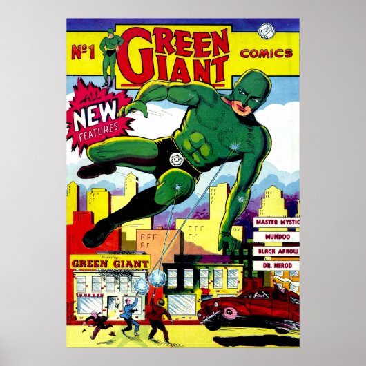 Grüne Riesen-Vintage Comicen Poster (Vorne)