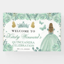 Grüne Robe Blonde Prinzessin Florale Quinceanera