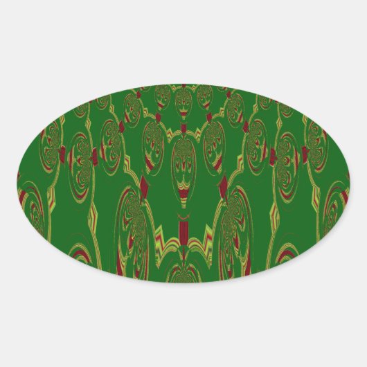 Grüne Roboter Ovaler Aufkleber (Vorderseite)