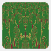 Grüne Roboter Quadratischer Aufkleber (Vorderseite)