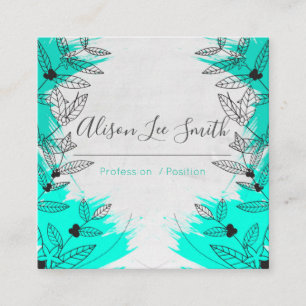 Grüne romantische Blätter Quadratische Visitenkarte