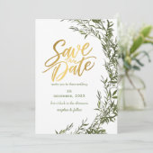 Grüne Romantische Save the Date Einladung (Stehend Vorderseite)