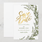 Grüne Romantische Save the Date Einladung (Vorne/Hinten)