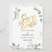 Grüne Romantische Save The Date Einladung (Vorderseite)