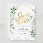 Grüne Romantische Save The Date Einladung (Vorderseite)