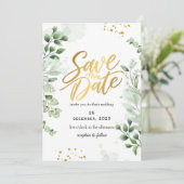 Grüne Romantische Save The Date Einladung (Stehend Vorderseite)