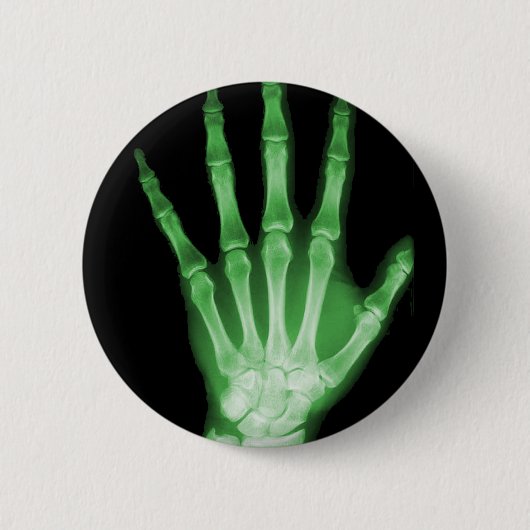 Grüne Röntgenstrahl-Skelett-Hand Button (Vorderseite)