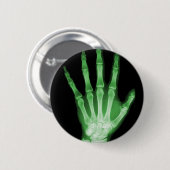 Grüne Röntgenstrahl-Skelett-Hand Button (Vorne & Hinten)