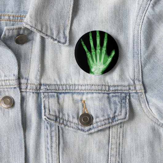 Grüne Röntgenstrahl-Skelett-Hand Button (Beispiel)