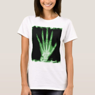 Grüne Röntgenstrahl-Skelett-Hand T-Shirt