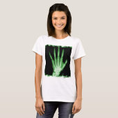 Grüne Röntgenstrahl-Skelett-Hand T-Shirt (Vorne ganz)