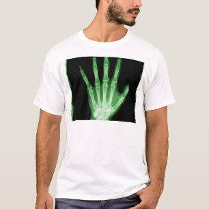 Grüne Röntgenstrahl-Skelett-Hand T-Shirt