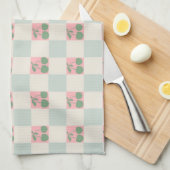 Grüne rosa Ästhetik Cherry Chirered Y2K Muster Geschirrtuch (Viertel Falte)