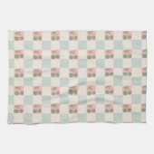 Grüne rosa Ästhetik Cherry Chirered Y2K Muster Geschirrtuch (Horizontal)