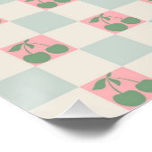 Grüne rosa Ästhetik Cherry Chirered Y2K Muster Poster (Ecke)