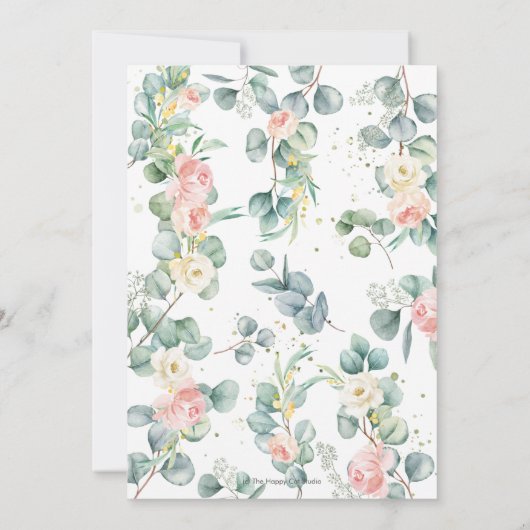 Grüne Rosa Bläserlephant Taufe Christening Einladung (Rückseite)