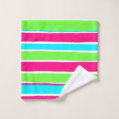 Grüne rosa blaue Streifen Badhandtuch Set (Waschlappen)