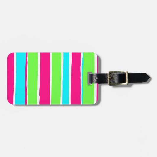 Grüne rosa blaue Streifen Gepäckanhänger (Vorderseite horizontal)