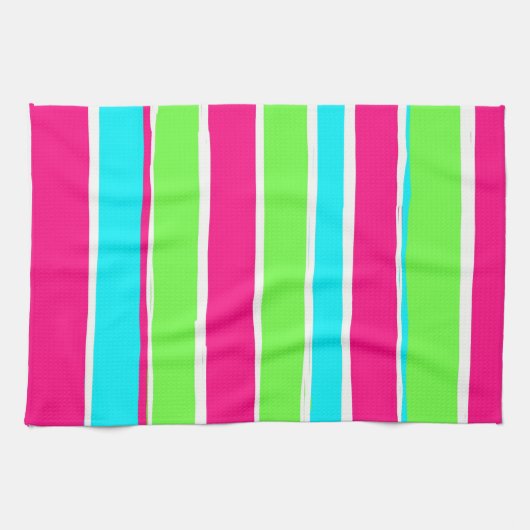 Grüne rosa blaue Streifen Geschirrtuch (Horizontal)