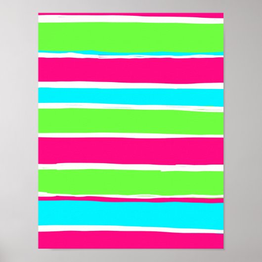 Grüne rosa blaue Streifen Poster (Vorne)