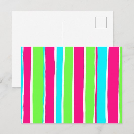Grüne rosa blaue Streifen Postkarte (Vorne/Hinten)