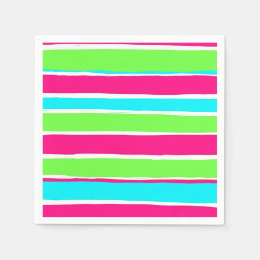 Grüne rosa blaue Streifen Serviette (Vorderseite)