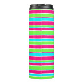 Grüne rosa blaue Streifen Thermosbecher (Rückseite)
