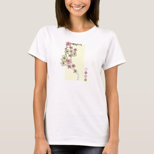 Grüne rosa Blume T - Shirt (Vorderseite)