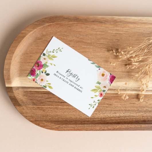 Grüne Rosa Blush Bloral Wedding Gift Registry Begleitkarte