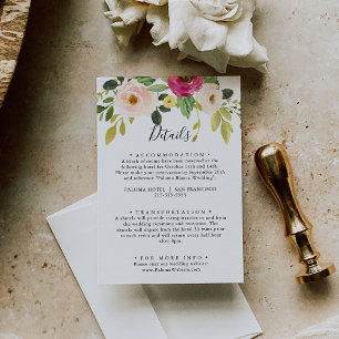Grüne Rosa Blush Blumenzwiebeldetails Begleitkarte