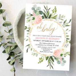 Grüne rosa elegante Paare Babydusche Einladung