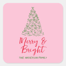 Grüne Rosa Handgezeichnete Ribbons Weihnachten Bau