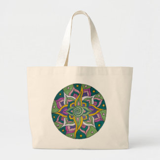 Grüne/Rosa Lotus-Mandala-Tasche Jumbo Stoffbeutel