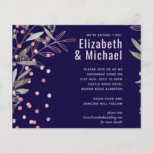 Grüne Rosa Moderne Hochzeit (Vorderseite)