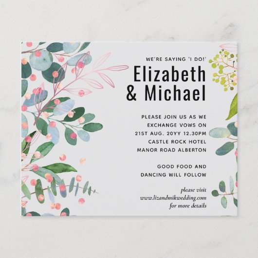 Grüne Rosa Moderne Hochzeit (Vorderseite)