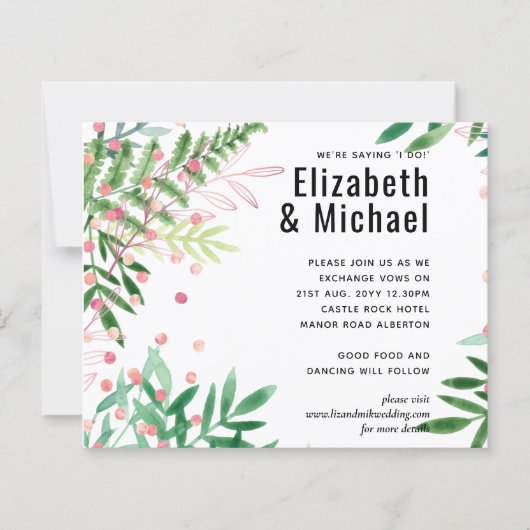 Grüne Rosa Moderne Hochzeit (Vorderseite)