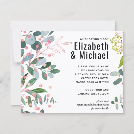 Grüne Rosa Moderne Hochzeit (Vorderseite)