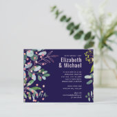 Grüne Rosa Moderne Hochzeit Einladungspostkarte (Stehend Vorderseite)