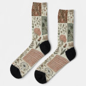 Grüne & Rosa Patchwork-Quiltdecke Rustikal Boho Socken (Linkes Detail)