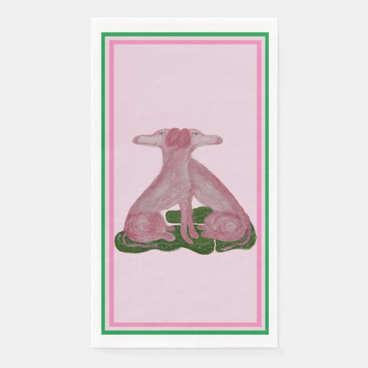 Grüne rosa Staffordshire Hunde Papier Handtücher Serviette (Vorderseite)