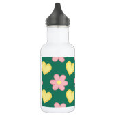 Grüne, rosa und gelbstickte Herzen und Blume Edelstahlflasche (Links)
