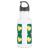 Grüne, rosa und gelbstickte Herzen und Blume Edelstahlflasche (Rückseite)