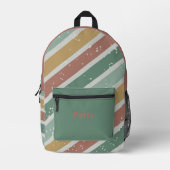 Grüne rosa und goldfarbene Streifen Bedruckter Rucksack (Vorderseite)