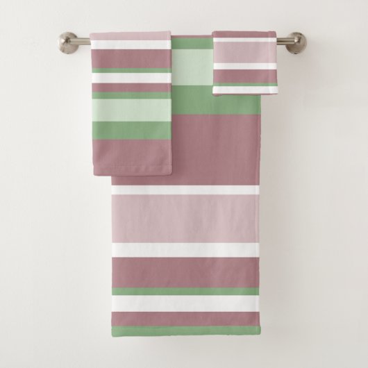 Grüne, rosa und pinke Streifen Badhandtuch Set (Insitu)
