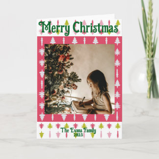 Grüne, rosa Weihnachtsbäume Karte