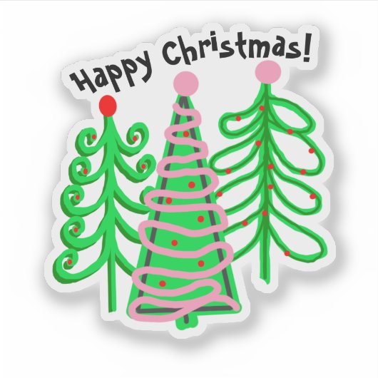 Grüne, rosa Weihnachtsbaumen Aufkleber (Vorderseite)