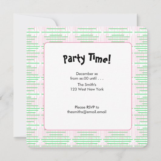 Grüne, rosa Weihnachtsbaumen Einladung (Rückseite)