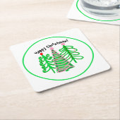 Grüne, rosa Weihnachtsbaumen Rechteckiger Pappuntersetzer (angewinkelt)