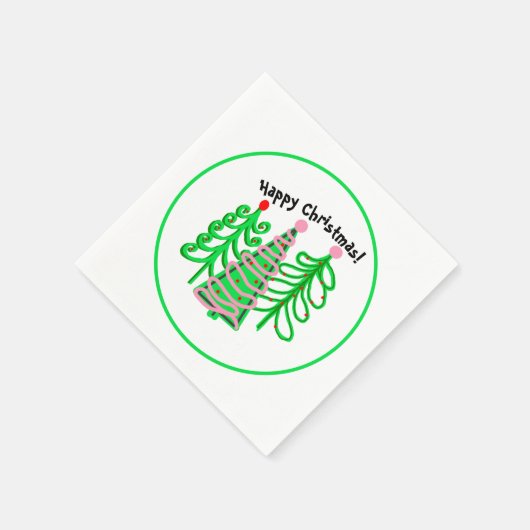 Grüne, rosa Weihnachtsbaumen Serviette (Ecke)