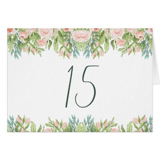 Grüne rosa weiße Hochzeit Tabletop-Schilder (Vorderseite (Horizontal))